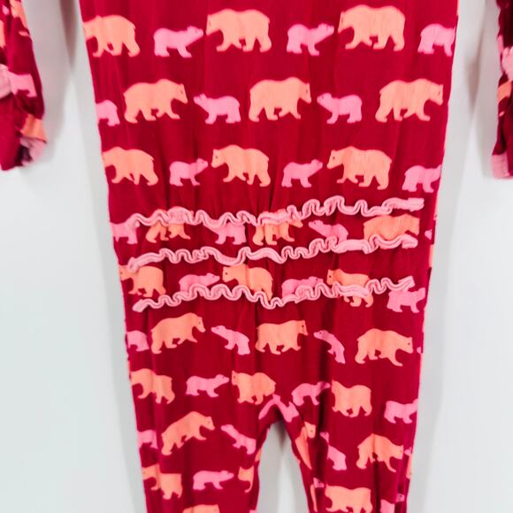 Kickee Pants Girls Footed Pajamas Magenta Pink Bear Print Bamboo 3T - Picture 3 of 6